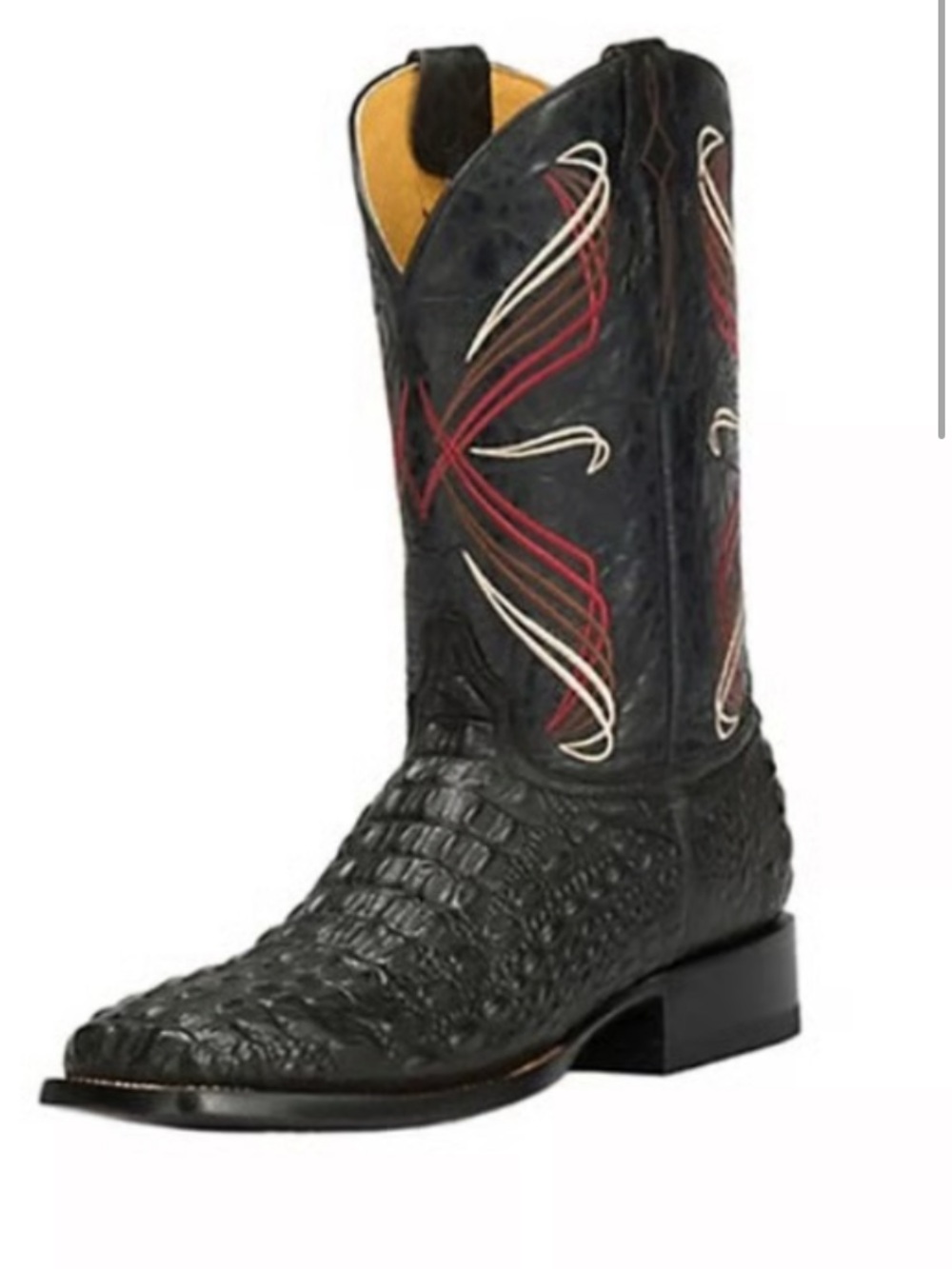 Cavender's Men's Black Hornback Caiman Embossed Leather Cowboy Boots